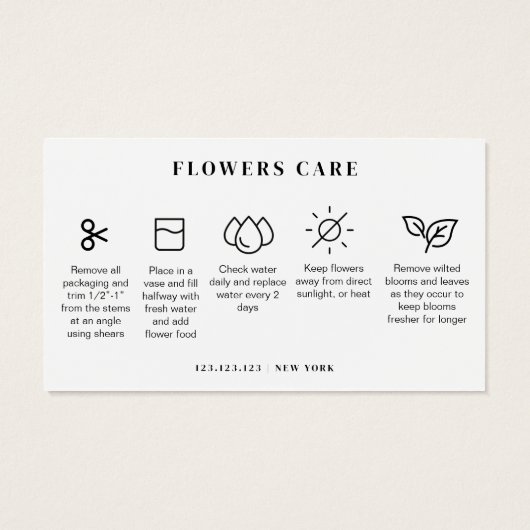 Minimalist Flowers Care Florist Card (裏面)