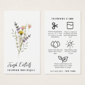 Minimalist Flowers Care Florist Card (正面&裏面)