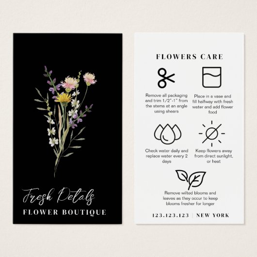 Minimalist Flowers Care Florist Card (正面&裏面)