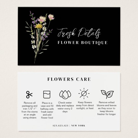 Minimalist Flowers Care Florist Card (正面&裏面)