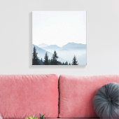 Minimalist Foggy Mountain Forest キャンバスプリント (インサイチュ (リビング))