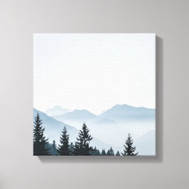 Minimalist Foggy Mountain Forest キャンバスプリント