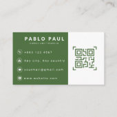 Minimalist Forest Green Professional Business Card 名刺 (裏面)