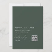 Minimalist Forest Green Wedding  招待状 (裏面)