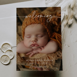 Minimalist Formal Welcoming Baby Announcement card