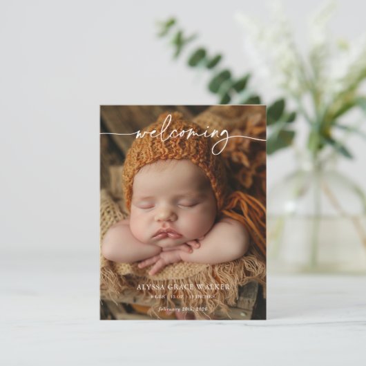 Minimalist Formal Welcoming Baby Announcement card (スタンド正面)