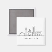 Minimalist Fort Worth Skyline Illustration マグネット (正面/裏面)
