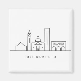 Minimalist Fort Worth Skyline Illustration マグネット