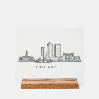 Minimalist Fort Worth Skyline Line Art アクリルサイン