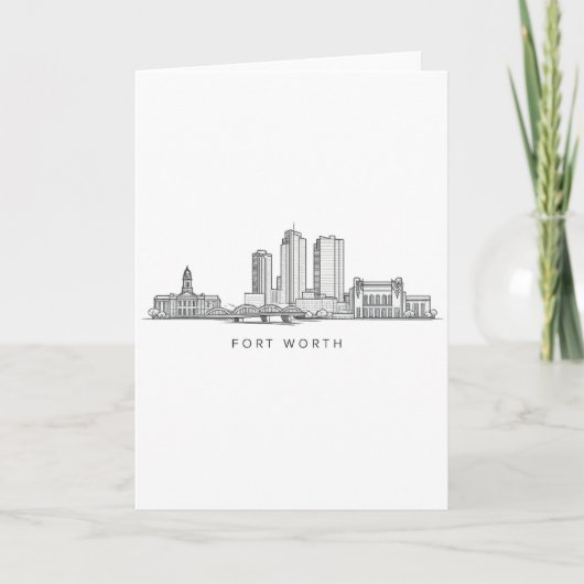 Minimalist Fort Worth Skyline Line Art カード (正面)