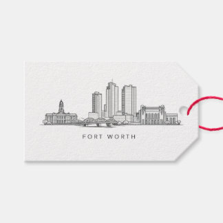 Minimalist Fort Worth Skyline Line Art ギフトタグ