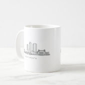 Minimalist Fort Worth Skyline Line Art コーヒーマグカップ (正面左)