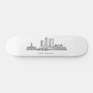 Minimalist Fort Worth Skyline Line Art スケートボード