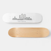 Minimalist Fort Worth Skyline Line Art スケートボード (横)
