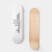 Minimalist Fort Worth Skyline Line Art スケートボード (正面)