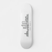 Minimalist Fort Worth Skyline Line Art スケートボード (正面)