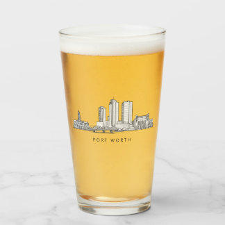 Minimalist Fort Worth Skyline Line Art タンブラーグラス