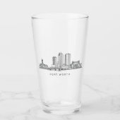 Minimalist Fort Worth Skyline Line Art タンブラーグラス (正面)