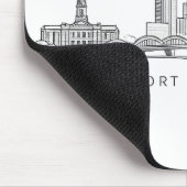 Minimalist Fort Worth Skyline Line Art マウスパッド (コーナー)