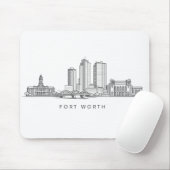 Minimalist Fort Worth Skyline Line Art マウスパッド (マウス)