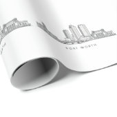 Minimalist Fort Worth Skyline Line Art ラッピングペーパー (ロールコーナー)