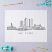 Minimalist Fort Worth Skyline Line Art 薄葉紙 (クラフト)