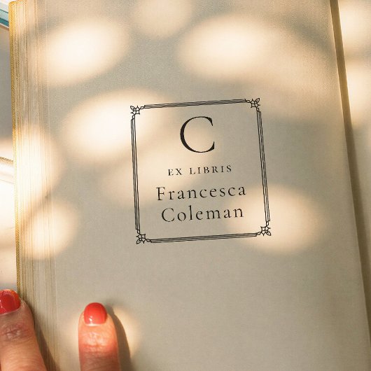 Minimalist Frame Modern Monogram Ex Libris Book ラバースタンプ