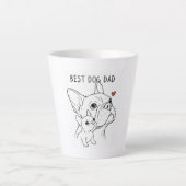 Minimalist French Bulldog "Best Dog Dad" Line Art  カフェラテマグ (正面)