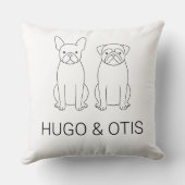 Minimalist French Bulldog & Pug Custom Name クッション (裏面)