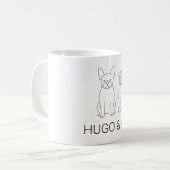 Minimalist French Bulldog & Pug Custom Name コーヒーマグカップ (正面左)