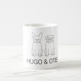 Minimalist French Bulldog & Pug Custom Name コーヒーマグカップ