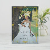 Minimalist Full Photo Wedding | Elegant Gold 招待状 (スタンド正面)