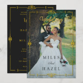 Minimalist Full Photo Wedding | Elegant Gold 招待状 (正面/裏面)