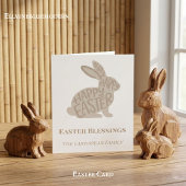 Minimalist Fun Typography Easter Blessings Bunny カード