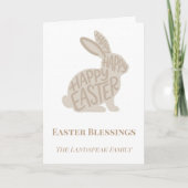 Minimalist Fun Typography Easter Blessings Bunny カード (正面)