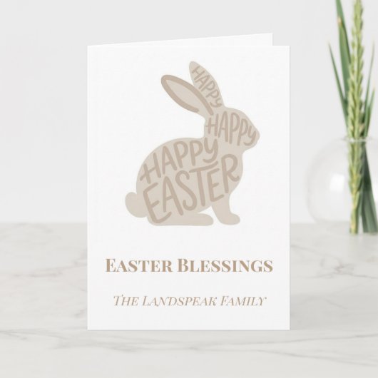 Minimalist Fun Typography Easter Blessings Bunny カード (正面)