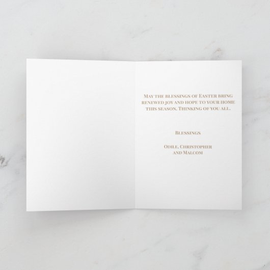 Minimalist Fun Typography Easter Blessings Bunny カード (内部)