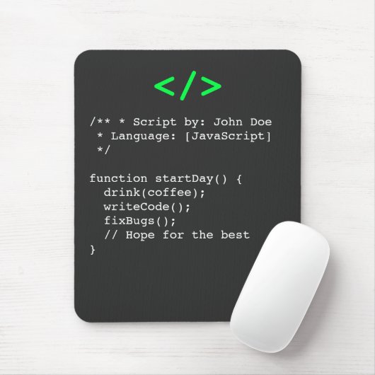 Minimalist function startDay() デベロッパージョーク マウスパッド (マウス)
