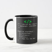 Minimalist function startDay() デベロッパージョーク マグカップ (左)