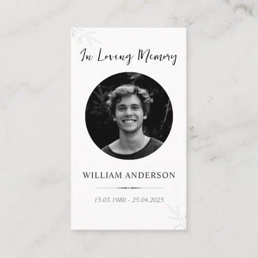 Minimalist Funeral Memorial Prayer Card 名刺 (正面)