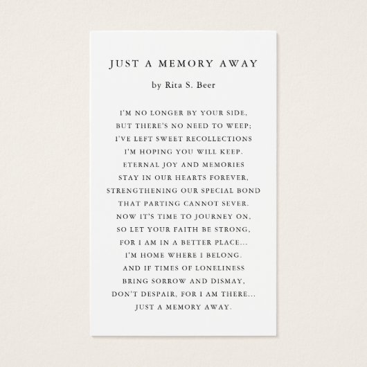 Minimalist Funeral Memorial Prayer Photo Cards (裏面)