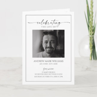 Minimalist Funeral Order of Service Folded Program カード