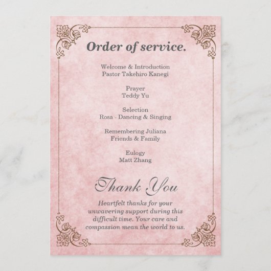 Minimalist Funeral Program – In Loving Memory Phot プログラム (裏面)