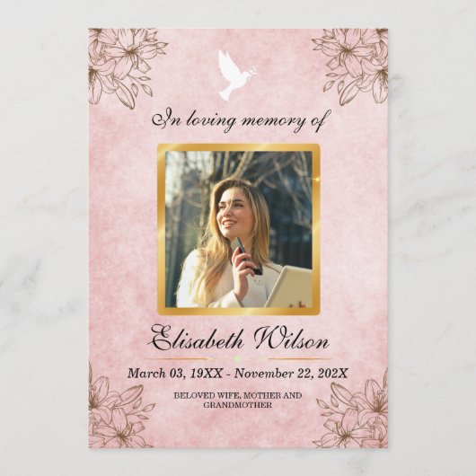 Minimalist Funeral Program – In Loving Memory Phot プログラム (正面)