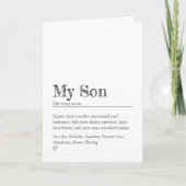 Minimalist Funny and Heartfelt Son Definition カード (正面)