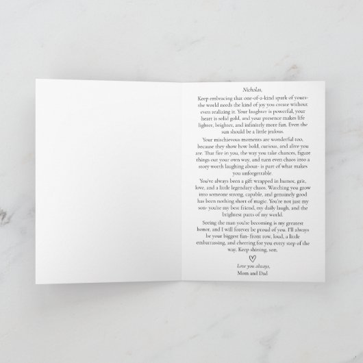 Minimalist Funny and Heartfelt Son Definition カード (内部)