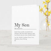 Minimalist Funny and Heartfelt Son Definition カード (黄色い花)