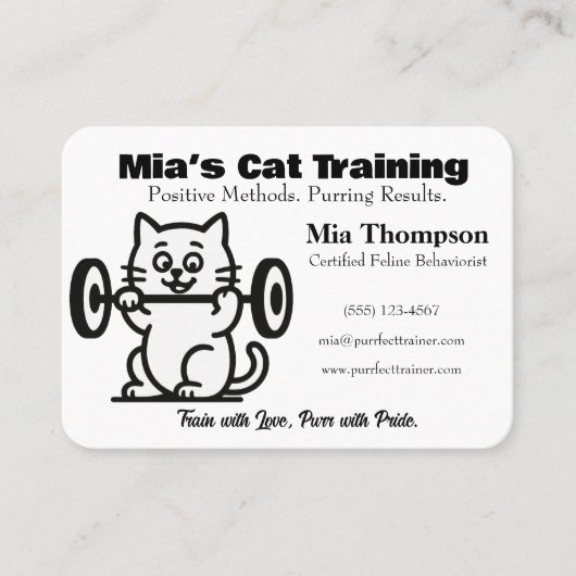 Minimalist Funny Cat Trainer Business Card  名刺 (正面)