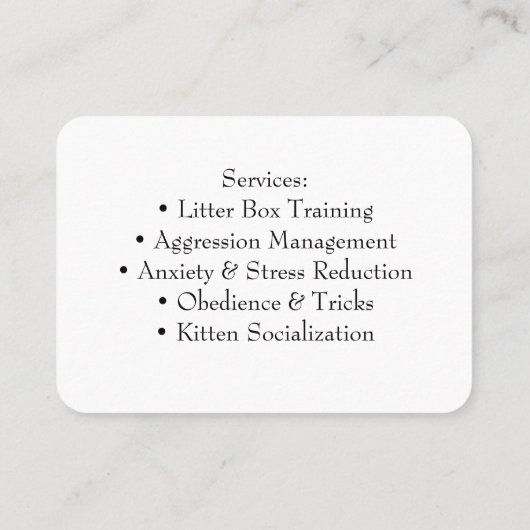 Minimalist Funny Cat Trainer Business Card  名刺 (裏面)