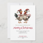 Minimalist funny chickens Christmas greeting card シーズンカード (正面)
